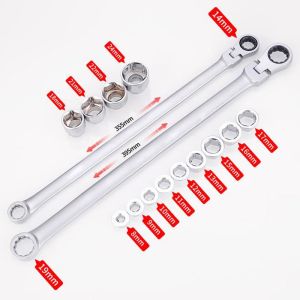 15PCS Adjustable Ratchet Wrench Kit Chrome Vanadium Steel Labor-Saving Torque Spanner Socket Set For Car Repair Hand Tools