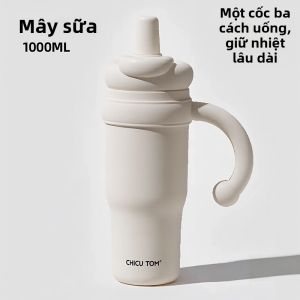 CHICU TOM | Cốc giữ nhiệt có ống hút dung tích lớn dành cho nữ