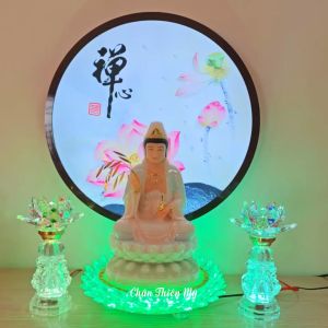 Hào Quang Phật Hoa Sen In Nano Kim Sa CHÂN THIỆN MỸ Decor Treo Tường Trang Trí Bàn Thờ Tượng Phật CHQHS-01