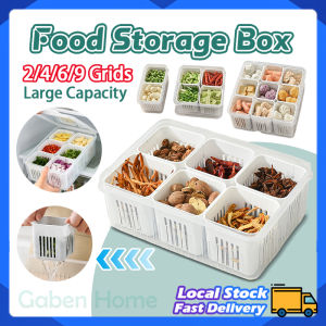 Refrigerator Storage Box 2/4/6/9 Grids Food Frozen Refrigerator Drain Basket Storage with Cover Kitchen Garlic Onion Ginger Pepper Sorting Box