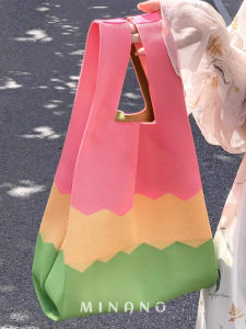 Minano K-style Knit Handbag Handbag 2024 New Arrival Female High-Capacity Wrist Debris Bag Lunch Box Bag