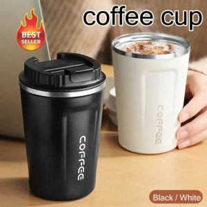 510ml 380ml Bình Giữ Nhiệt Coffee Tách cà phê thép không gỉ hai lớ 304 Cốc giữ nhiệt chống rò rỉ Tách cà phê di động  Cốc nước Chuôi Thẳng Ly  Cà Phê Cốc