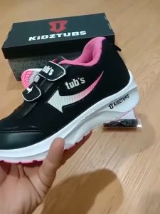 KIDZTUBS Sepatu Sekolah Anak Laki-laki Warna Hitam Biru Merah Murah Rekat Kecil Tanggung Umur 6-10 Tahun