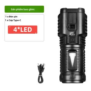 Đèn Pin LED Công Suất Cao Với Màn Hình Hiển Thị Năng Lượng Kỹ Thuật Số Đèn Pin Sạc USB Dùng Cho Săn Bắn Câu Cá Cứu Hộ Khẩn Cấp Đèn Tìm Kiếm Chống Nước