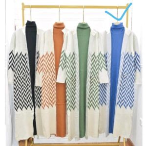 Long Cardi 2in1 Biru Premium Outer Panjang Baju Wanita Style Turki Cardigan 2 in 1 Tunik Cewek