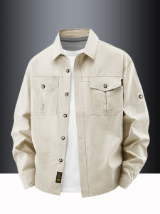 CHAFEI | Cotton Workwear Jacket Spring Autumn Mens Casual Loose Large Size Long Sleeve Shirt