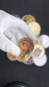 Đồng Xu Dogecoin Bitcoin mạ vàng bạc bản đặc biệt đa sắc làm đồ lưu niệm sưu tầm trưng bày phòng làm việc DC01
