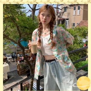 QXshop สินค้าใหญ่ สุดน่ารัก เสื้อแฟชั่นลายดอก เนื้อผ้าเบาสบาย สีสดใส ไม่ติดตู้ ขนาดเล็กน้อย สำหรับผู้ที่มีความนิยมมัก