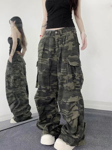 American Retro Camouflage Workwear Jeans Loose Fit Trousers