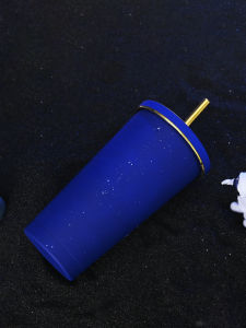 Insulated Stainless Steel Straw Cup Office Anti-leakage Customizable Engraving Starry Sky Design Water Bottle for Students And Adults