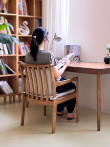 Modern Nordic Style Solid Wood Dining Chair Home Use Casual Back Chair White Basswood Study Room Chair Non-Adjustable Seat Depth