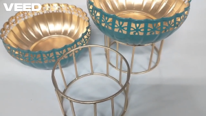Decorative Metal Green Urli Bowl with Stand | 8 Inches Large Floating Flower & Décor for Diwali Pooja Home & Festive Gifting