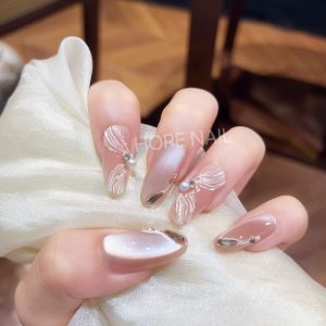 Son Má Hồng Màu Trơn Thủ Công Dài Vừa Phải Nails Moonlight Sash Bling Bling Nails Phụ Kiện Làm Đẹp Cho Phụ Nữ