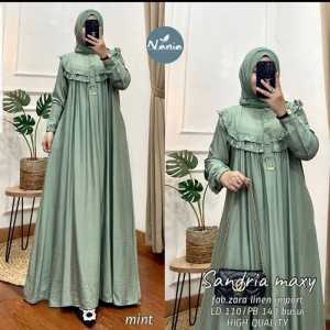 GAUN DRESSS GAMIS POLOS BAHAN LINEN TERBARU KANCING DEPAN BUSUI PAKAIN WANITA LENGAN PANJANG TALI SAMPING ADEM NYAMAN BISA COD