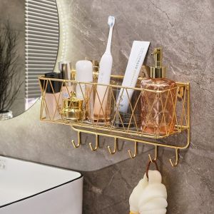 Light luxury metal frame wall rack 轻奢高雅挂壁架 浴室厨房可用 bathroom kitchen organizer rack
