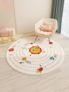 Modern Minimalist Circular Carpet Cartoon Bedroom Computer Chair Rotating Chair Soundproof Mat Childrens Room Bedside Reading Area Crawler Pad