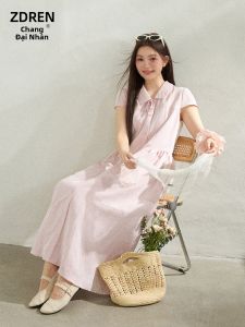 ZHANGDAREN | Đầm Cổ POLO Phong Cách Hàn Quốc Dành Cho Người Mập Mùa Hè