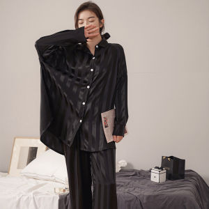 Rayon Pajamas Womens Spring and Autumn Long Sleeve Two-Piece Suit Outerwear New Korean Style Loose Artificial Silk Summer Homewear