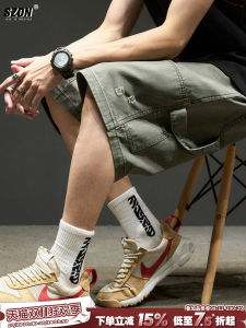 กางเกงขาสั้นผู้ชายสไตล์อเมริกัน ทรงหลวม ทรงลำลอง กางเกงขายาวห้าแฉก ทรงหลวม กางเกงขายาวห้าแฉก