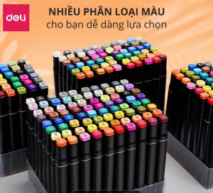 Bút màu dạ marker cao cấp Deli Bút vẽ đánh dấu marker touch cool 2 đầu tô màu dạ vẽ tranh anime kèm túi vải họa cụ 30/40/60/80 màu - E70806