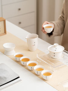 ชุดเครื่องดื่มชาเคลือบดินสีขาวแบบเต็มชุด ชุดเครื่องดื่มชากระดับพรีเมียมจาก Dehua ชุดเครื่องดื่มชาสำหรับ 1-6 คน