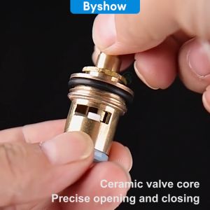 Byshow Brass Replacement Faucet Valve Core Double Sink Basin Kitchen Wall Tap Headwork Cartridge Spindle Copper Ceramic Brass Water Tap Catridge Easy installation Bathroom Kitchen Accessories Alat Ganti Paip Sinki