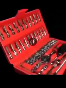 Kunci Shock 46 in 1 1/4 Socket + Obeng Socket Set Tools Kit Pas Ring L Motor Mobil Kunci/kunci l set CR-V lengkap/kunci ring pas 1 set EZZY