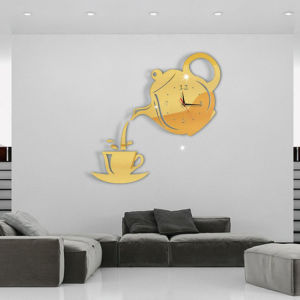 Teapot Shaped Creative Mirror Wall Clock