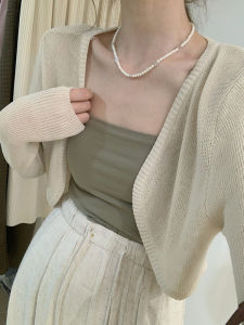 Karrar betsey | Thin Summer White Multi-purpose Ice-silk Sunscreen Knitted Outerwear Blouse