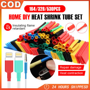 530/328/164 pcs Insulation Heat Shrink Tube Assortment Wrap Wire Cable Kit Shrink Pipe Shrink Tubing Original