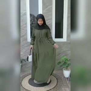 Gamis Aryani Wolfis Susun Serut Depan | Dress Remaja Susun Basic | Dress Dayli Polos Serut Susun Wolfis Premium