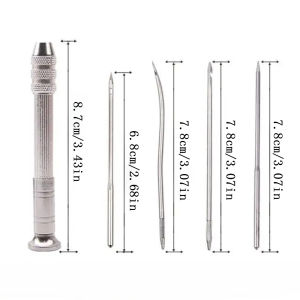 Leather Sewing Kit DIY Leather Sewing Awl Needle With Copper Handle/Stainless Steel Set Leather Canvas Tent Shoes Repairing Tool