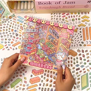 DIY Miniature Shop Scene Sticker Book Kids Pretend Play Creative Journal Scrapbook Cute Mini Store Busy Book