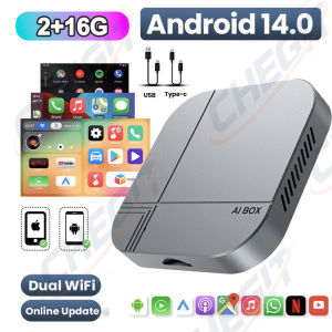 Android 14 Ai Box Wired to Wireless Carplay Android Auto Adapter WiFi For Youtube Nexflit Cars Smart Ai Box Bulit in Play Stroe