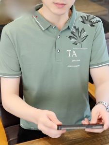 HENGYUANXIANG | Hengyuanxiang Mens Short Sleeve Polo Shirt Pure Cotton Shirt Collar Fashionable Summer T-Shirt Standard Fit Button Detail