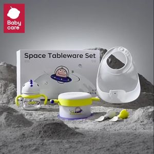 Babycare Space Tableware Set 5 in 1 เซตกล่องของขวัญ อุปกรณ์บนโต๊ะอาหาร เหมาะสําหรับเด็ก 6 เดือนขึ้นไป