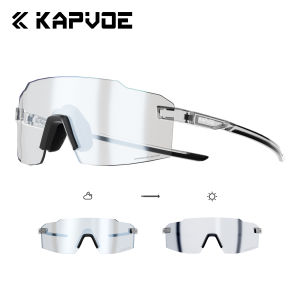 kapvoe | KAPVOE UV400 Photochromic Cycling Sunglasses Frameless Lightweight Outdoor Bike Bicycle Running Fishing Camping Sports Glasses
