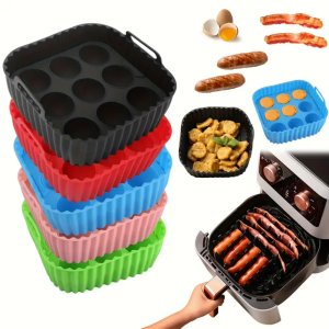 2-piece square silicone air fryer inner liner reusable silicone air fryer inner liner food safety air fryer accessories bakin