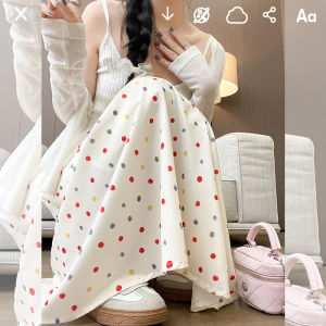 Colorful Polka Dot Halter Skirt Womens A-Line Midi Skirt Korean Style Summer New Arrival Polyester Fiber High Waist Long Skirt