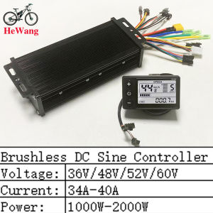 1000W-2000W 36V-60V E-Bike 3-mode Sine Wave Controller 40A with S866 LCD Meter (Protocol 2) for 36V/48V/52V/60V Electric Scooter