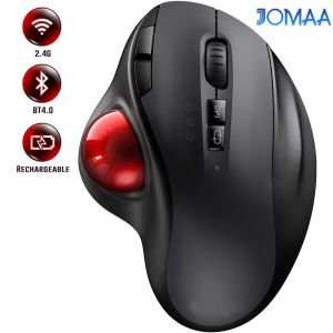 Wireless Trackball Mouse 2.4GDual Bluetooth 4.0 Ergonomic Mouse Rechargeable Mouse for Mac Windows Computer Laptop PC