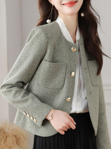 Elegant Versatile Youthful French Design Tweed Long Sleeve Jacket