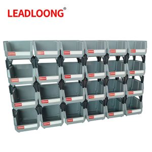 LEADLOONG Parts Bin 6/24pcs 13.5x10.5x7.6cm/5x4*3inch Gray Stackable Plastic Garage Tool Storage Box Container Organizer Bin