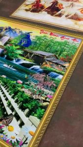 tranh gạch men vườn hoa sen
