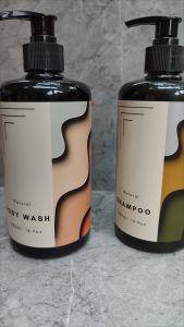 Botol Tempat Sabun Cair Shampoo Pump Dispenser Sabun Shampoo Aesthetic 500ml Motif Wave Colour