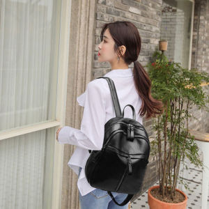 MOJOYCE Fashion Women PU Leather Solid Color Knapsack Casual Travel Student Temperament Handbags