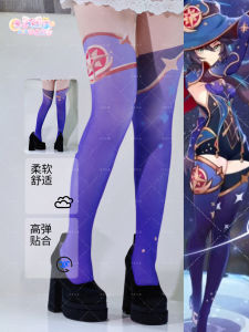 Mona Velvet 120D Cosplay Print Tights Không Rơi Quần Lót Hội Chợ Hoạt Hình Tay Ngắn Họa Tiết Kẻ Sọc Phong Cách Dễ Thương