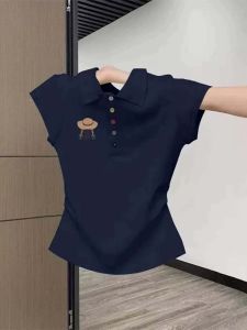 Áo Polo Cổ Đứng Tay Ngắn Gọn Gàng Phong Cách Định Hình Eo