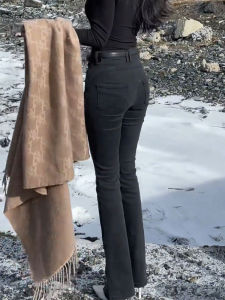 High Waist Flared Jeans Womens Autumn 2024 New Small Size Butt Lifting Heightening Slimming Black Horse Hoof Pants