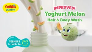[Bundle of 3] CARRIE JUNIOR Hair & Body Wash - Melon Yoghurt Pouch 475g
